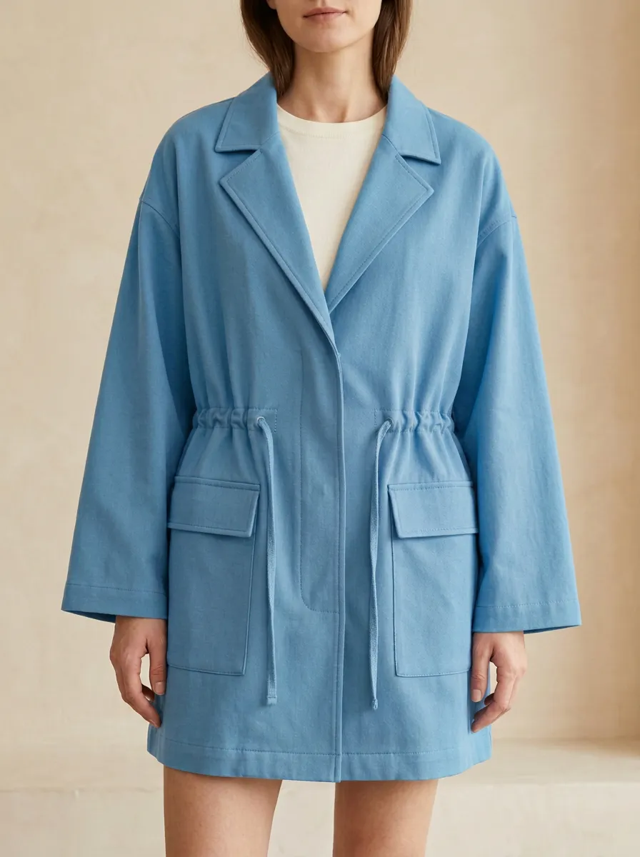 Casual Rust Drawstring Waist Utility Jacket