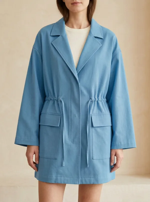 Casual Rust Drawstring Waist Utility Jacket