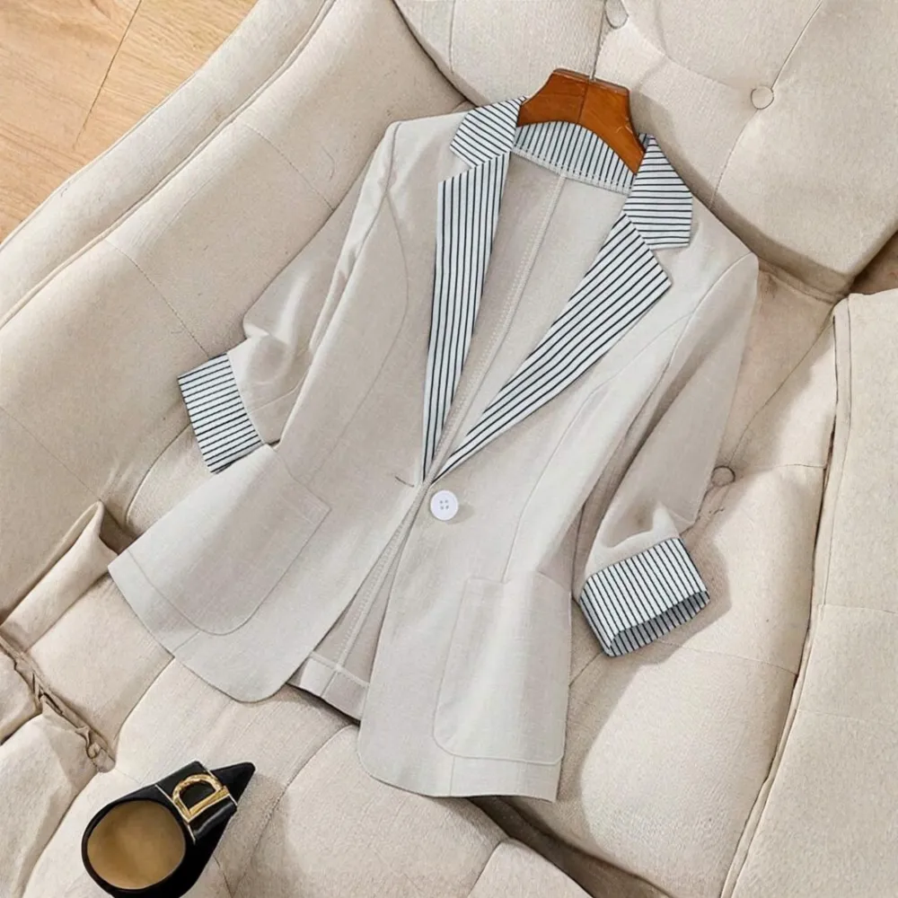 Classy Button Front Long Sleeve Office Blazer Coat
