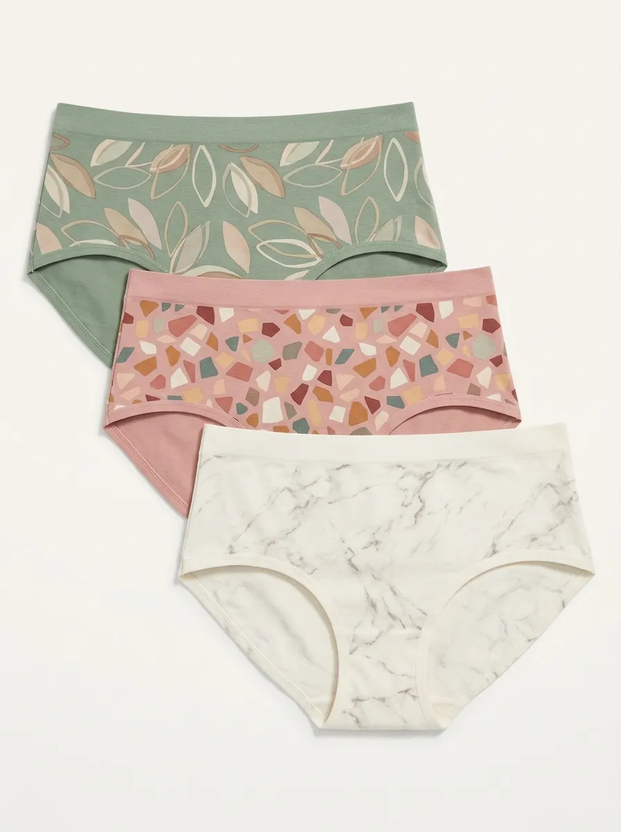 Women's Botanical Terrazzo Marble Printed Three Pack Briefs