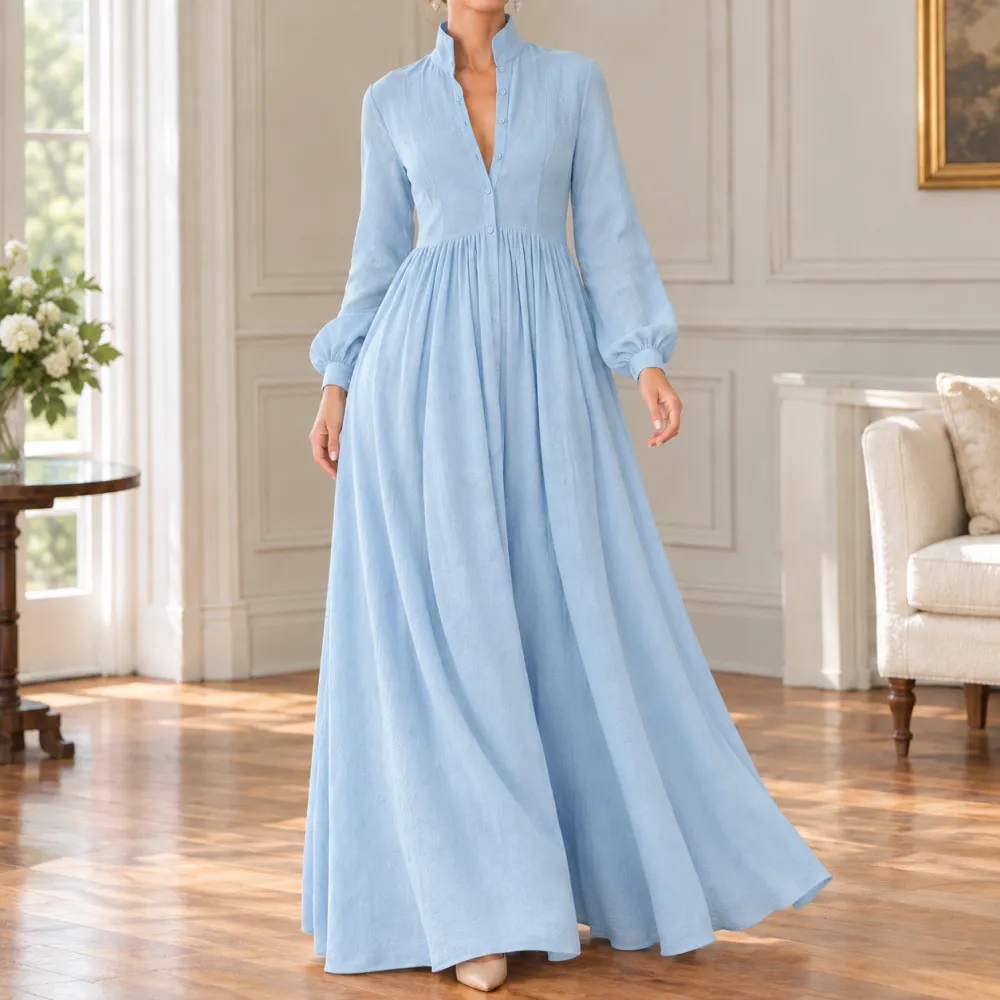 Contemporary Refined Women's Pleated Maxi Dress