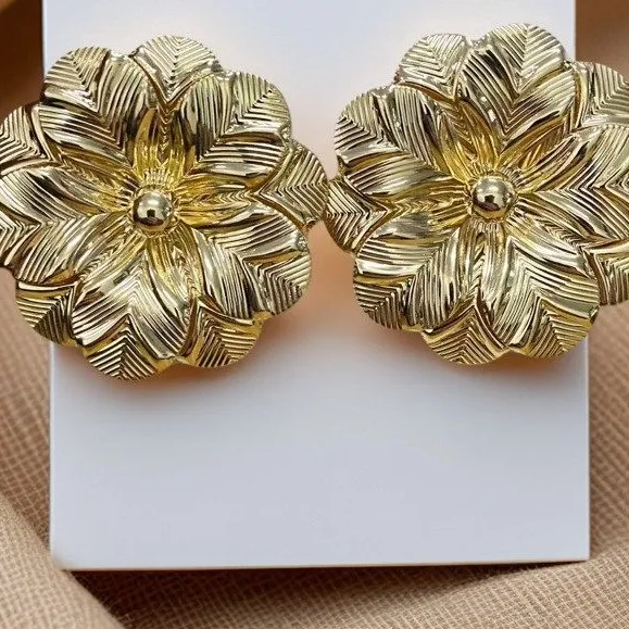 Leaf Metal Statement Earrings