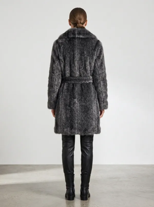 Seasonal Belted Faux Fur Coat