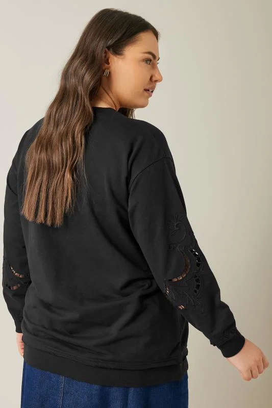 Black Cutwork Crew Neck Sweatshirt detail 2