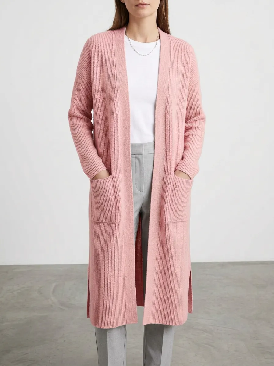 Women's Refined Ribbed Minimal Knit Cardigan