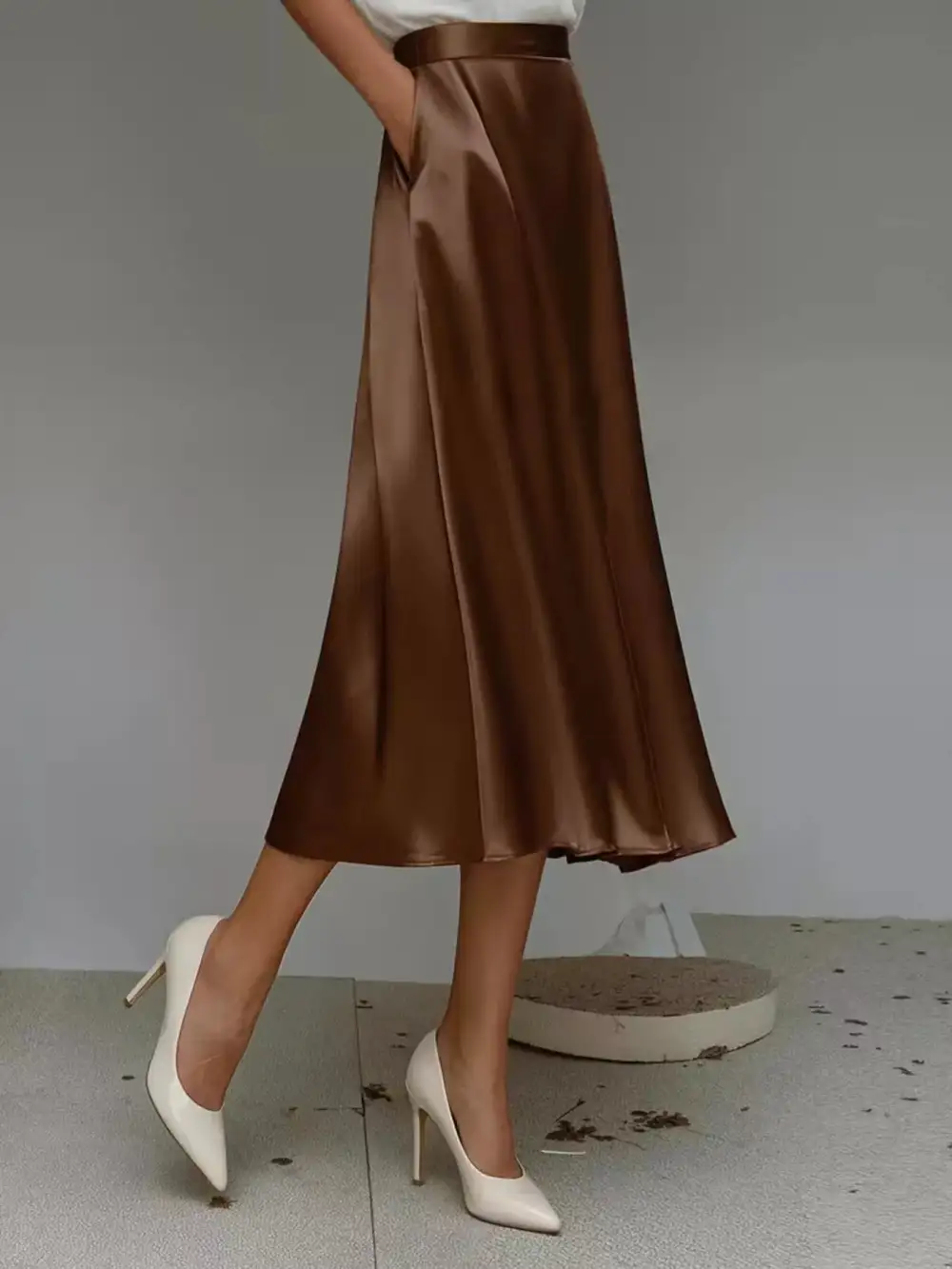 Everyday Satin Midi Skirt