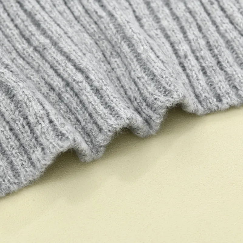 Ribbed Button Band Collar Cardigan