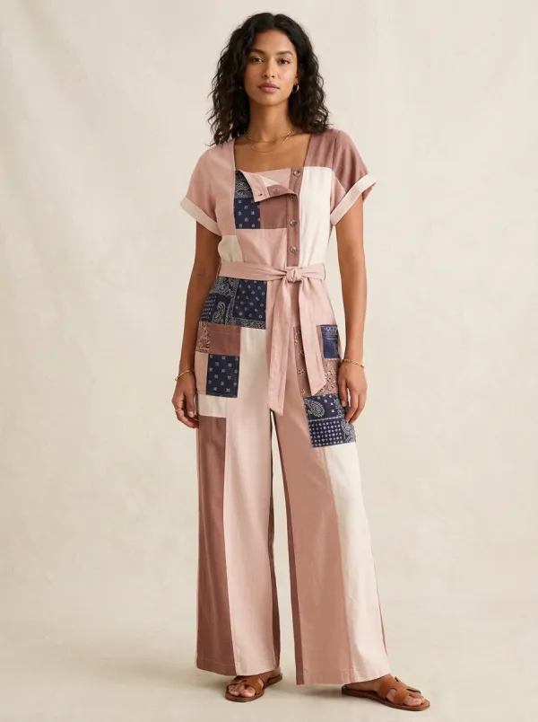 Women's Boho Patchwork Paisley Jumpsuit