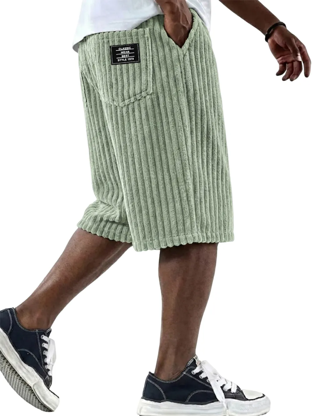 Relaxed Corduroy Seamed Detail Shorts
