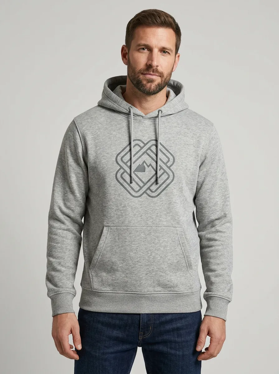 Classic Mountain Graphic Geometric Detail Men's Hoodie