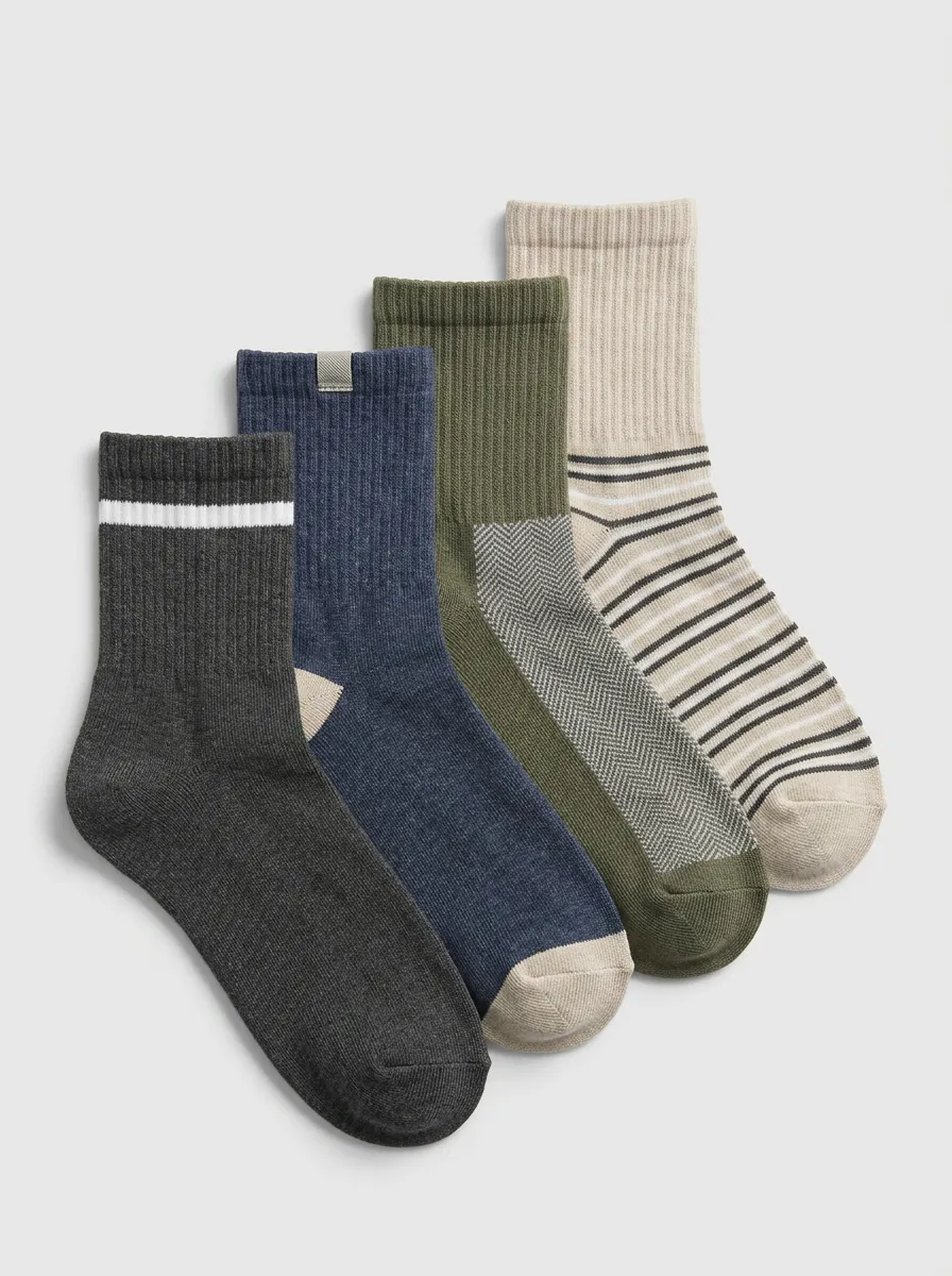 Everyday Striped Men's Four-Pair Long Socks