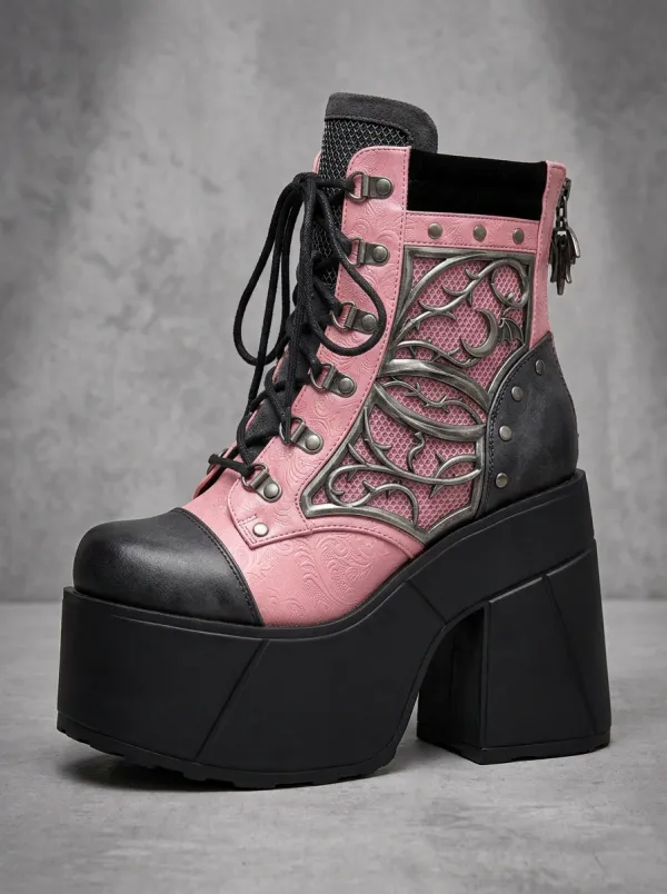 Nightfall Moon Vine Design Women's Gothic Platform Boots