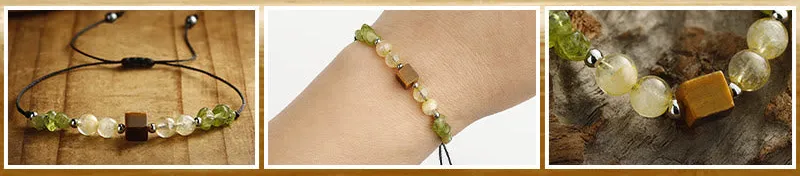 Peridot Citrine Tiger Eye Rope Bracelet