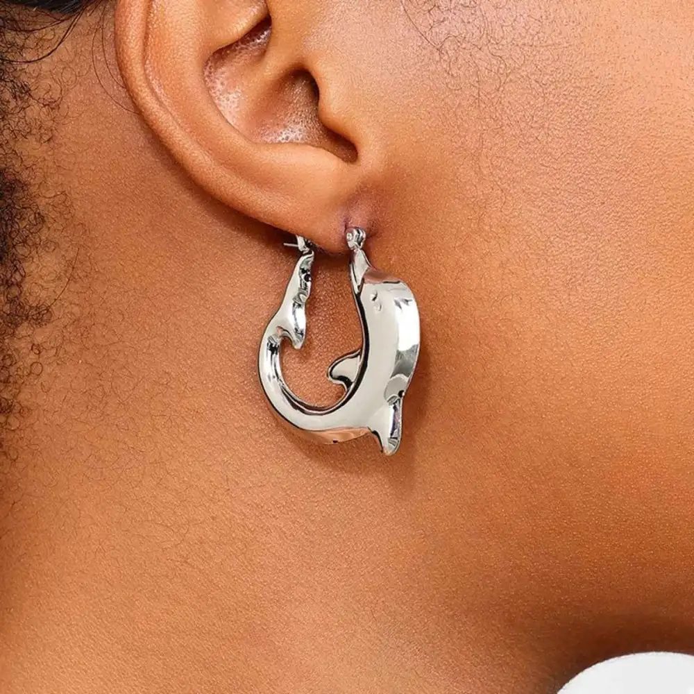 18K Gold Plated Dolphin Hoop Earrings