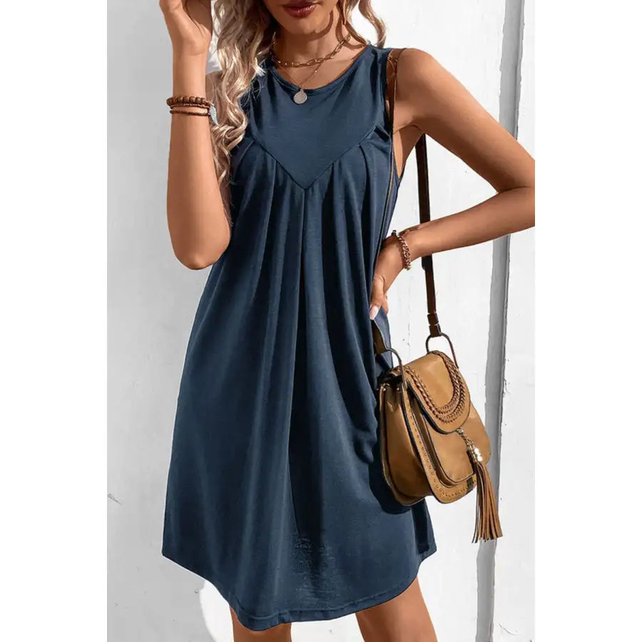 Soft Everyday Round Neck Sleeveless Mini Dress