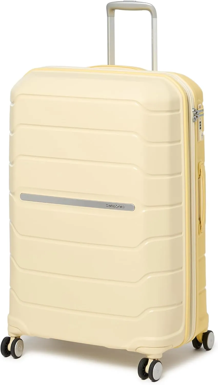 Samsonite Freeform Hardside Carry-On Luggage with Spinner Wheels - Hardshell Suitcase - TSA, Airline-Approved - Expandable Hard Shell, Smooth Rolling Wheels for Lightweight Travel - White/Grey