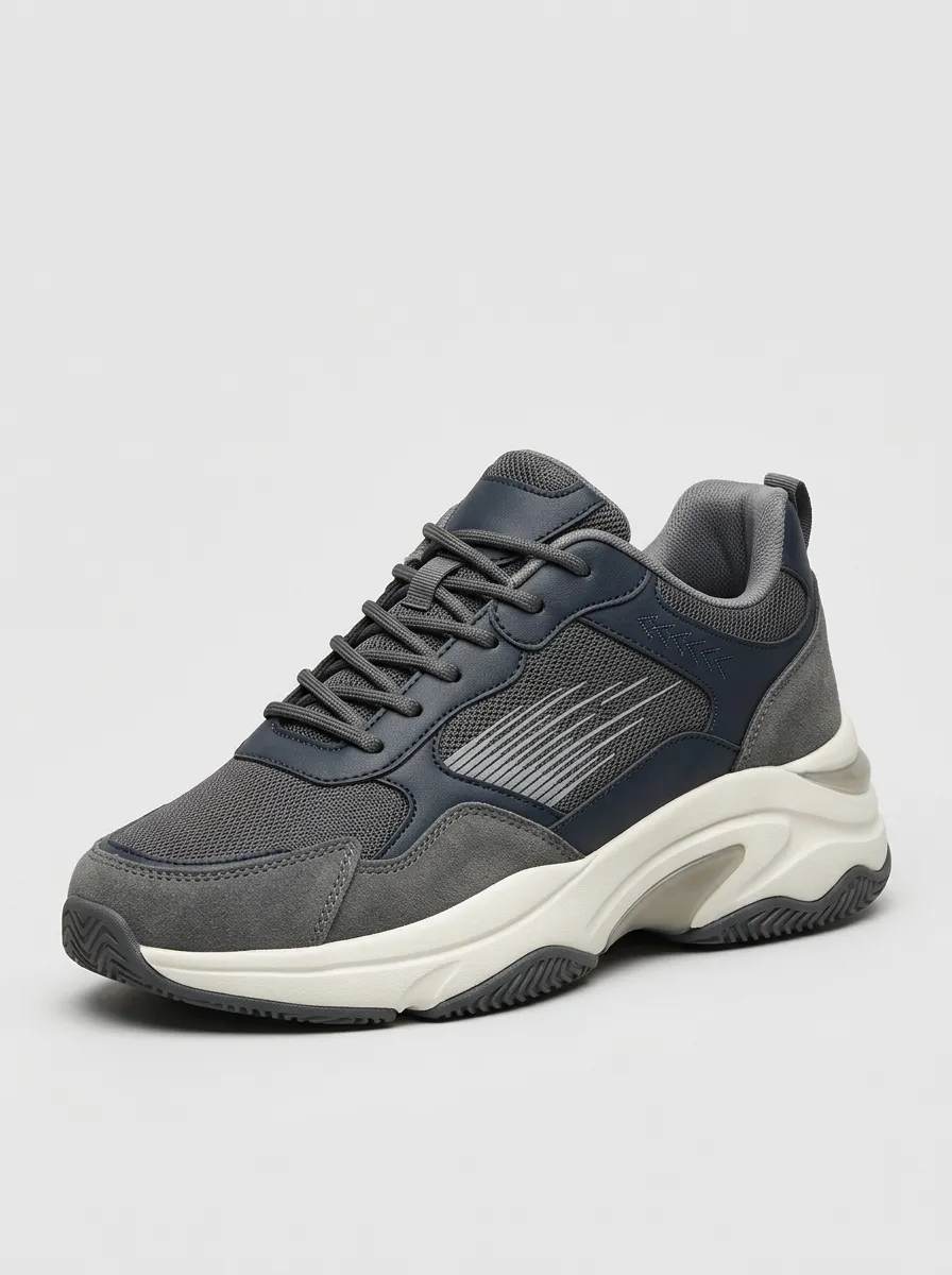 Men's Navy Sporty Casual Grey Navy Athletic Sneakers