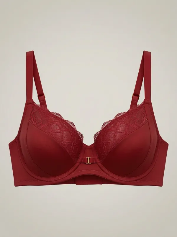 Women's Full-Coverage Underwire Lace-Trim Geometric-Pattern Bra