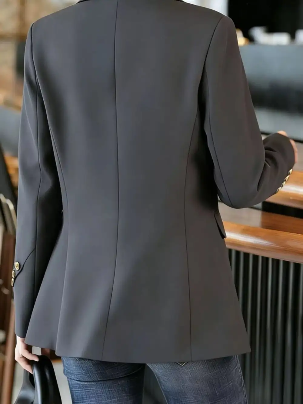 Refined Single-Button Lapel-Collar Blazer
