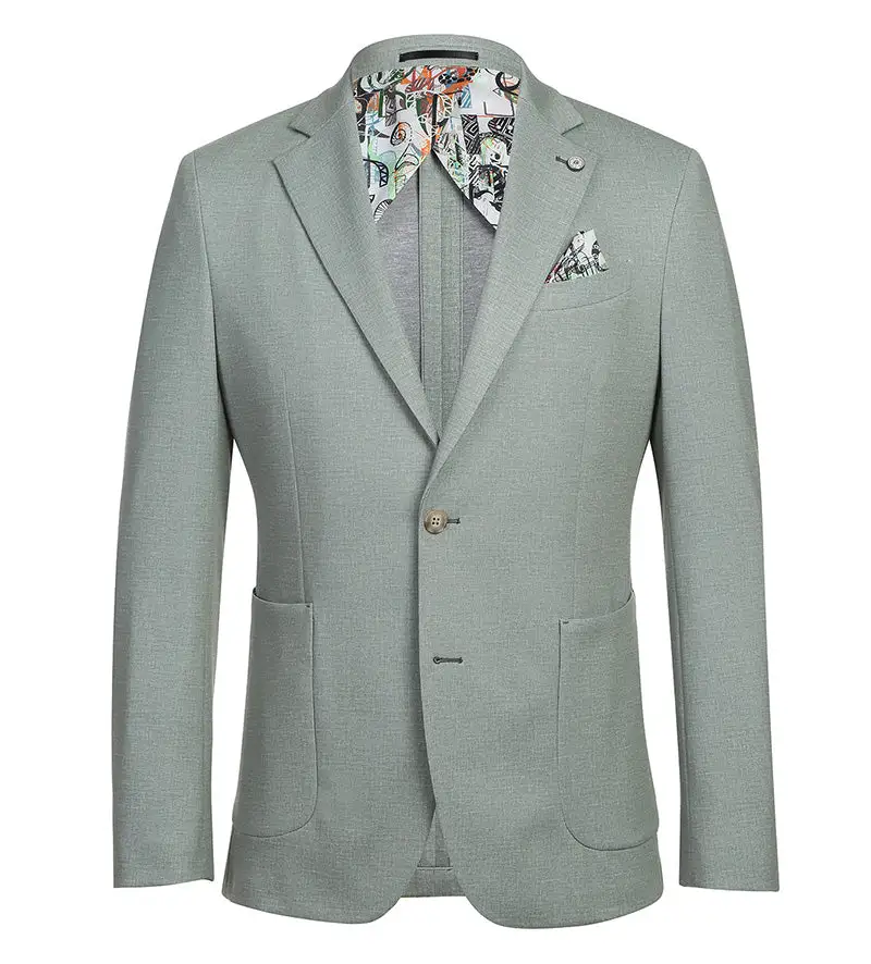 Light Sage Gray Slim Fit Side Vents Blazer