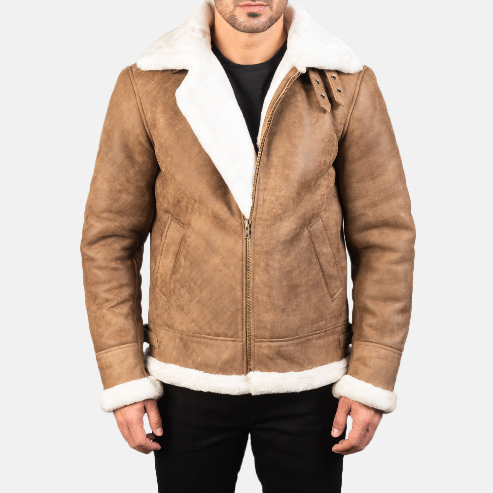 Men's Bomber Leather Distressed Jacket