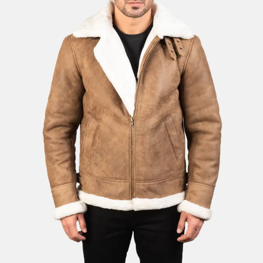 Men's Bomber Leather Distressed Jacket