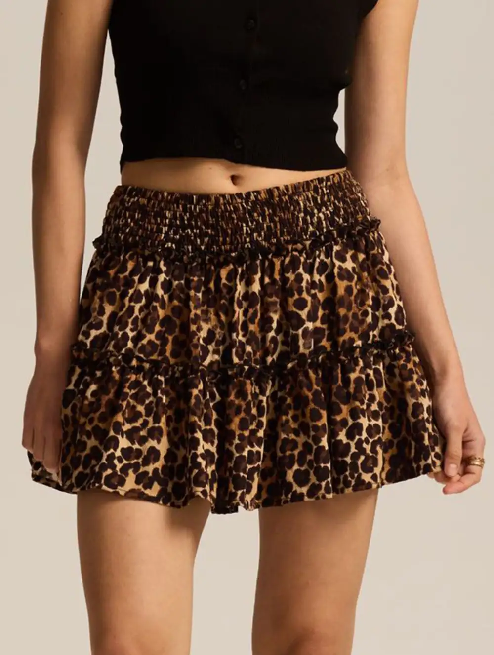 Elastic Waist Midi Skirt