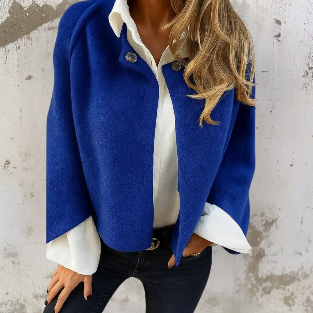 Wool Blend Cropped Single Button Jacket