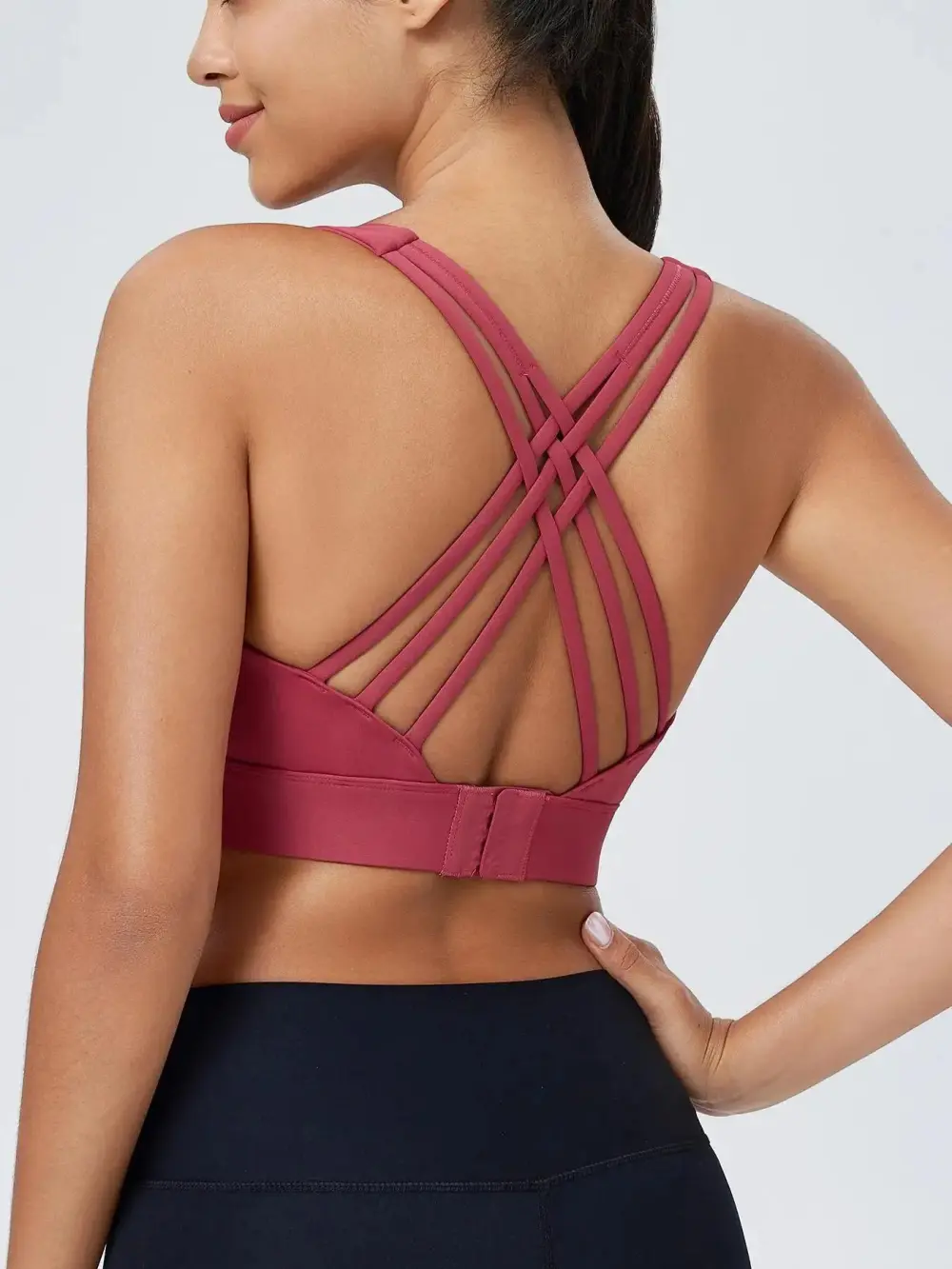 Women's Sport Bras 3 Row Adjustable Hook-eye Closure Criss-Cross Back Workout Bras