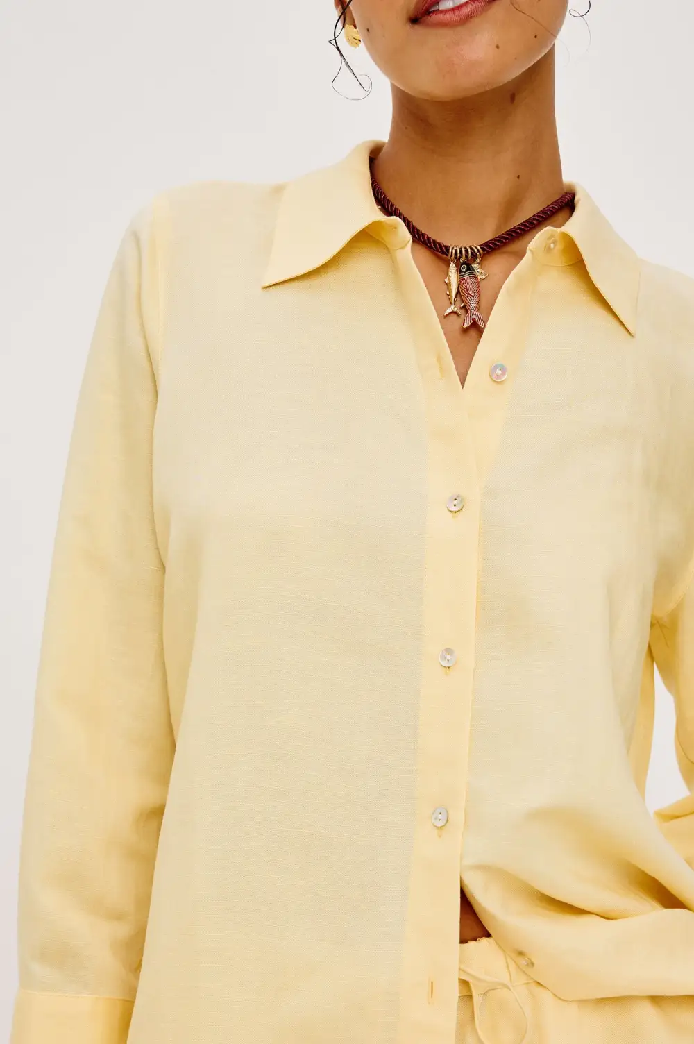 Button Front Linen Blend Shirt