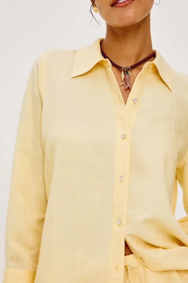 Button Front Linen Blend Shirt