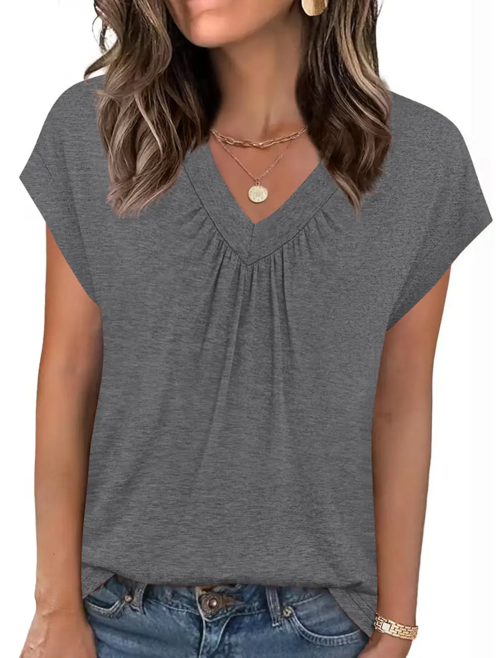 V-Neck Short Sleeve Top