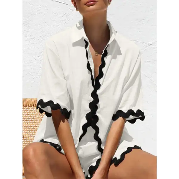 Everyday Contrast Trim Half Sleeve Top and Shorts Set