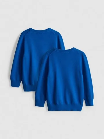 3-7yrs | 2pk Unisex Cotton Rich V-Neck School Jumpers