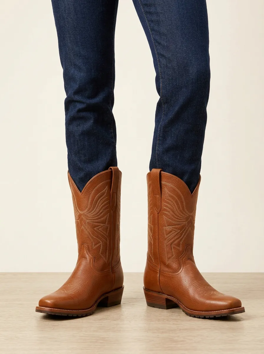 Unisex Stylish Leather Embroidered Western Boots
