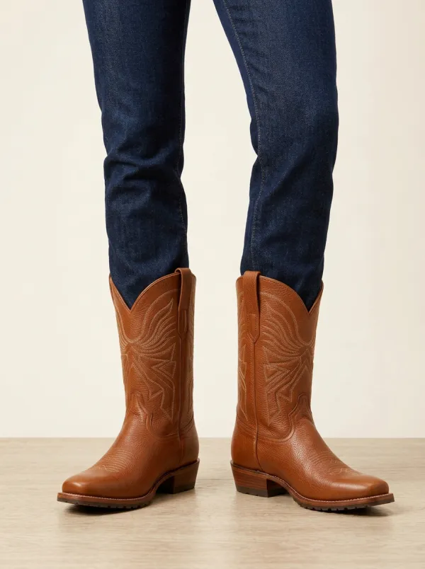 Unisex Stylish Leather Embroidered Western Boots