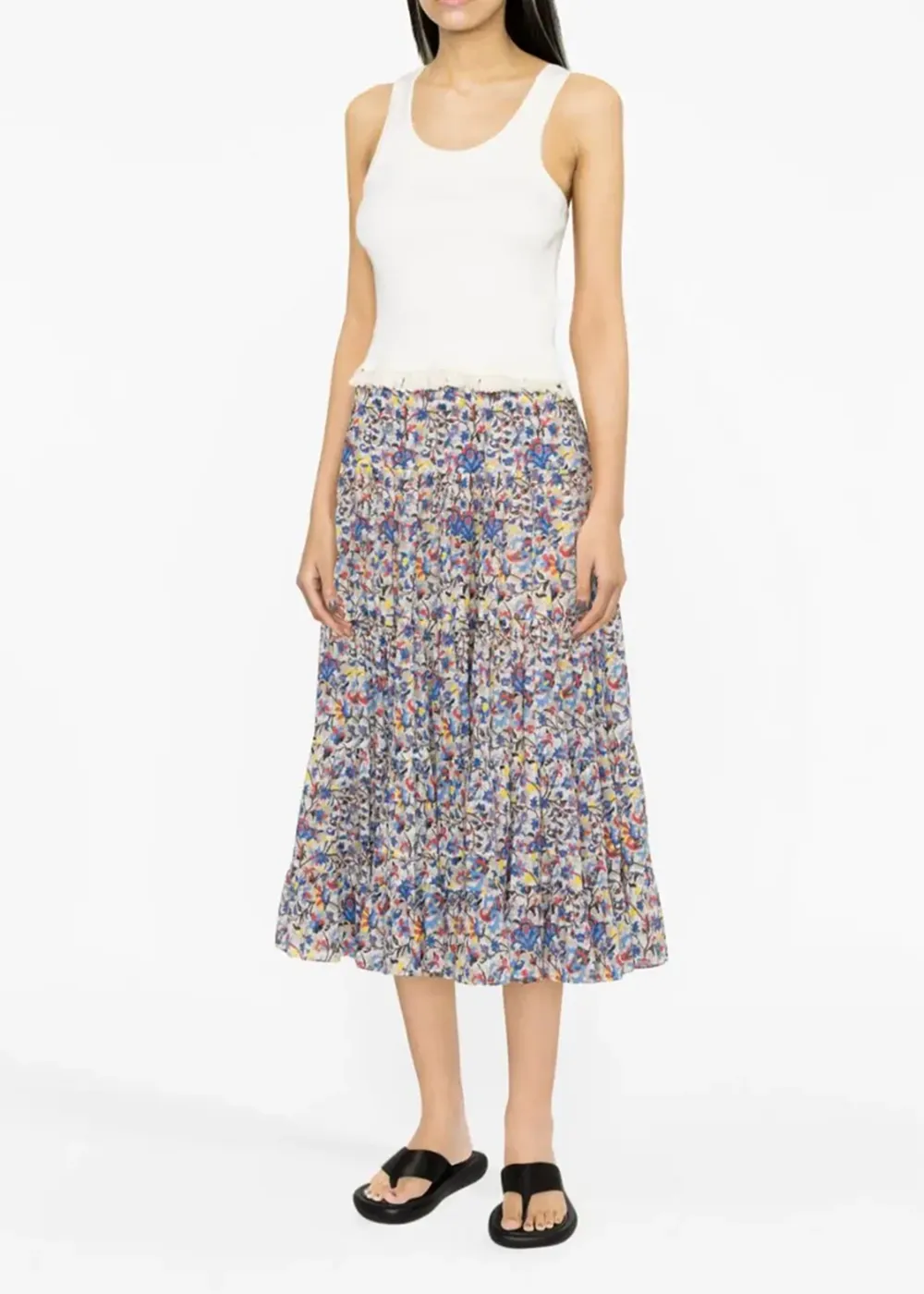 Floral Print Colorblock Casual Skirt