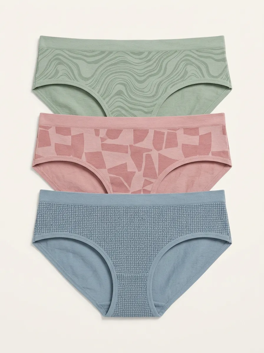 Mid Rise Wave Grid Classic Printed Briefs Three Pack