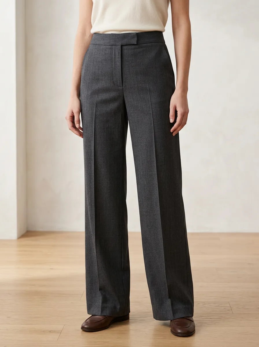 Clean Line Pinstripe High Rise Wide Leg Pants