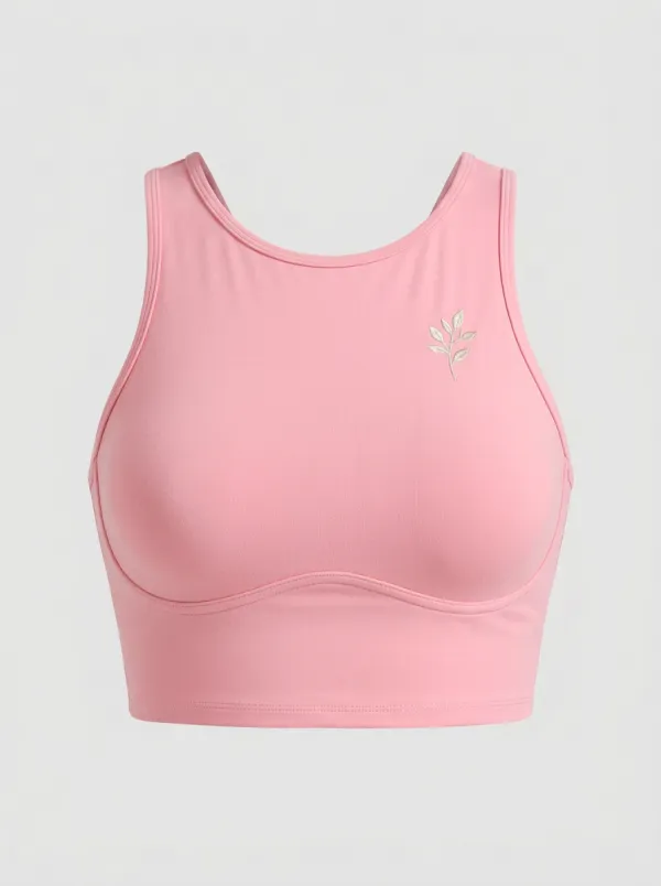 Women's Leaf-Embroidered Athletic Crop Top