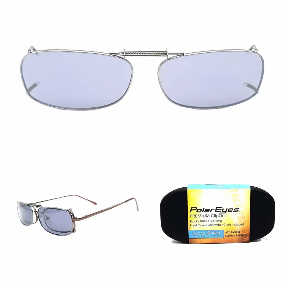 51mm Rectangular Polarized Clip-On Sunglasses