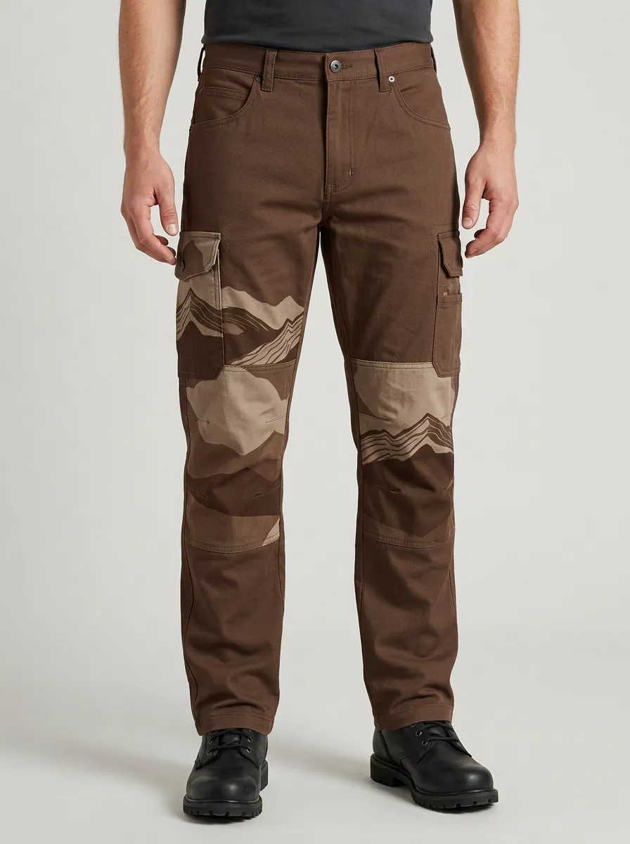 Men's Mountain Scene Graphic Cargo Pants
