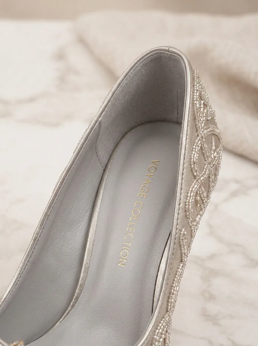 Rhinestone Floral Embroidered Bridal Women's Formal High Heels