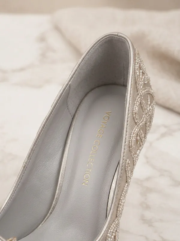 Rhinestone Floral Embroidered Bridal Women's Formal High Heels