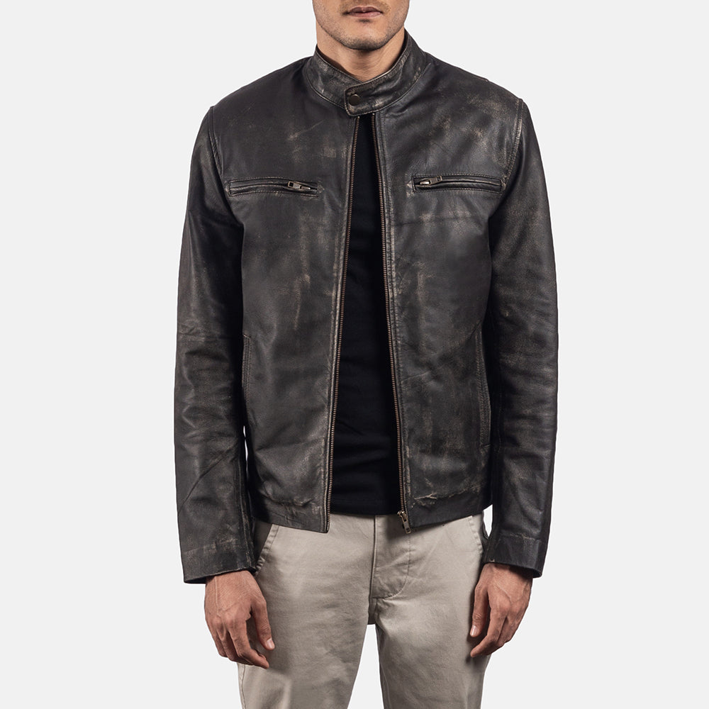 Men's Classic Field Style Biker Leather Jacket
