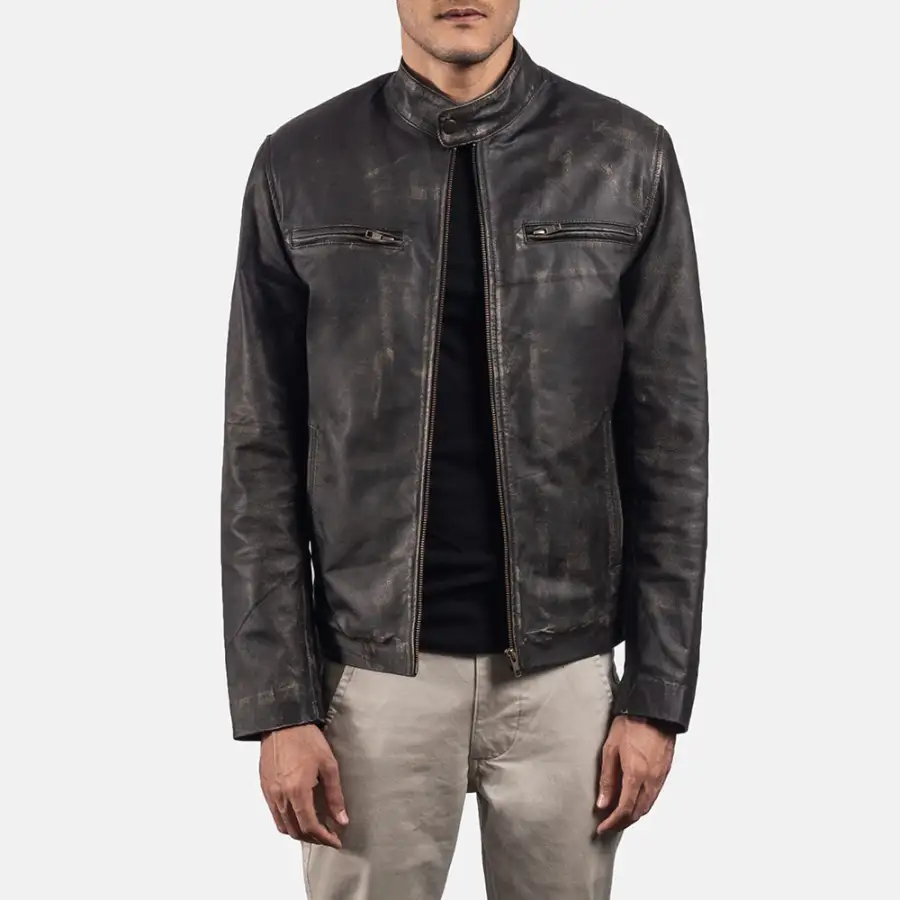 Men's Classic Field Style Biker Leather Jacket