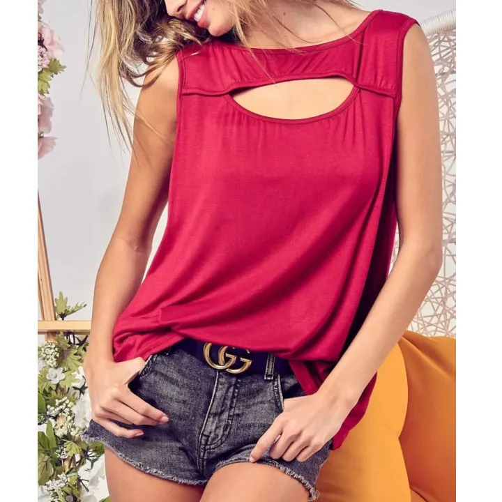 Soft Rayon Span Knit With Cut Out Front
