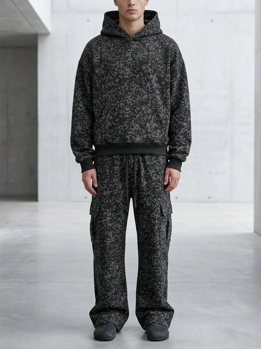Hoodie Cargo Jogger Men's Two-Piece Tracksuit