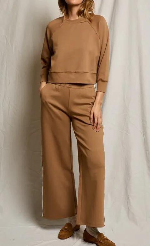 Camel Brown Wide Leg Knit Pants