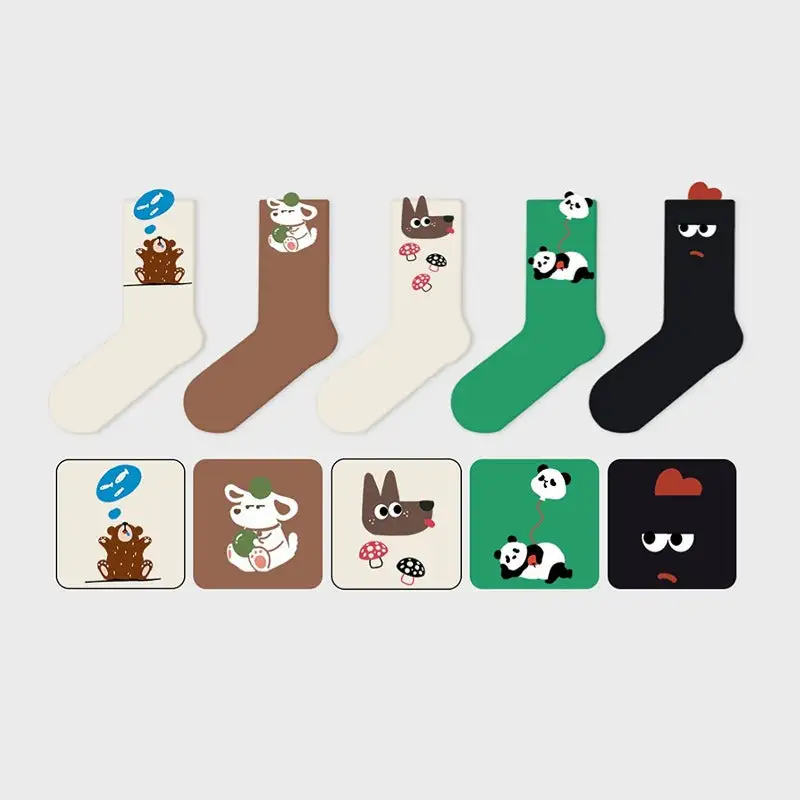 Playful Cartoon Animal Crew Socks
